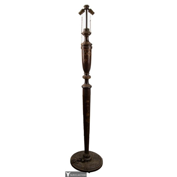 Hand Painted Victorian Turned Wood Floor Lamp