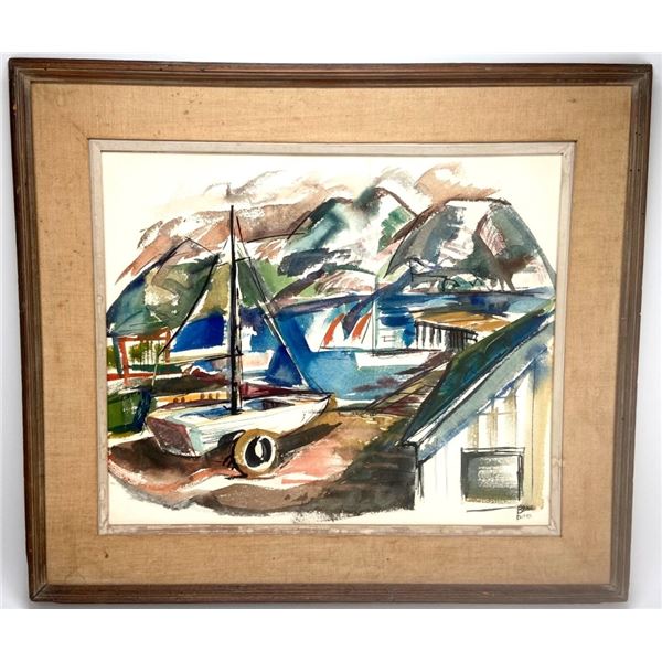 David Baise (Born 1939) Mid Century Harbor Scene