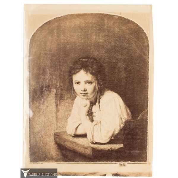 After Rembrandt - Girl at a Window Lithograph