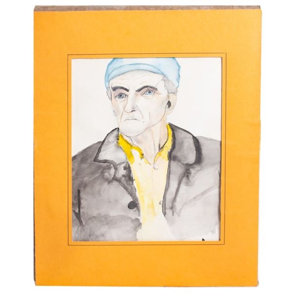 Signed Watercolor Portrait Painting