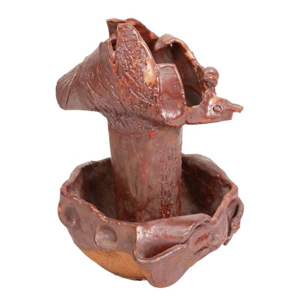 Abstract Horse Art Pottery Candlestick, Anna Siok