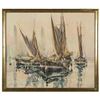 Image 1 : Signed Watercolor Harbor Scene