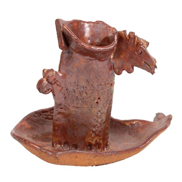 Anna Siok Abstract Horse Pottery Candlestick