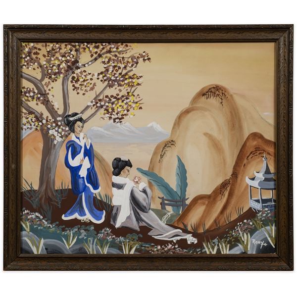 Japanese Figural Landscape Signed Remy