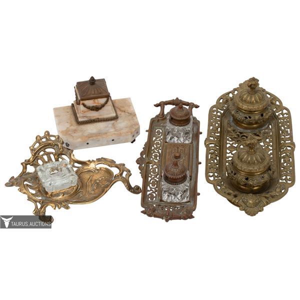 Antique Inkwell Grouping