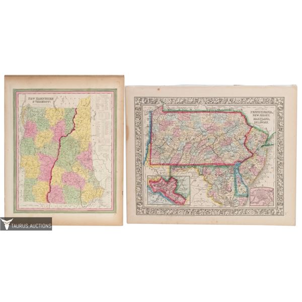 Two 19th C US State Maps - S. Augustus Mitchell