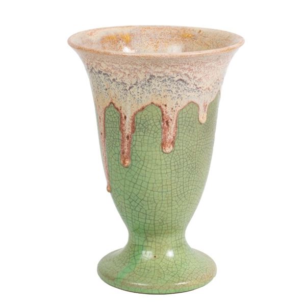 Studio Art Pottery Crackle, Drip Glaze Vase