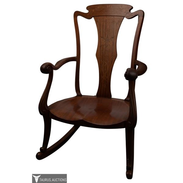 Louis Majorelle Inlaid Wood Rocking Chair
