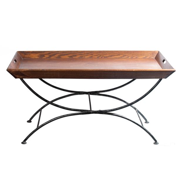 Modern X Leg Wood Tray Coffee Table