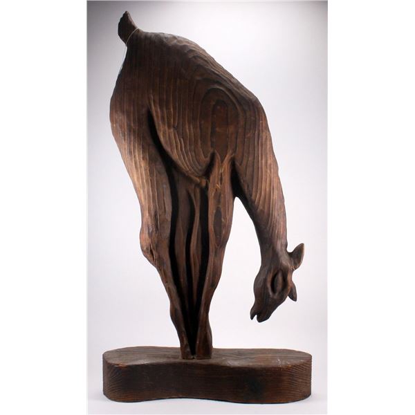 Vintage Hand Carved Wood Deer Folk Art