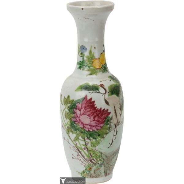 Chinese Famille Rose Vase with Crane