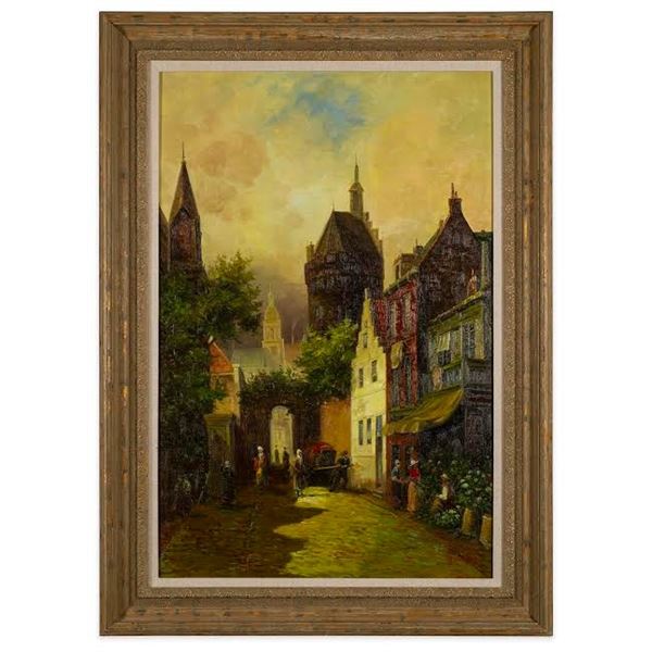 Signed Street Scene Oil Painting, Ligozzi