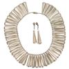 Silver Tone Bib Choker, Earrings