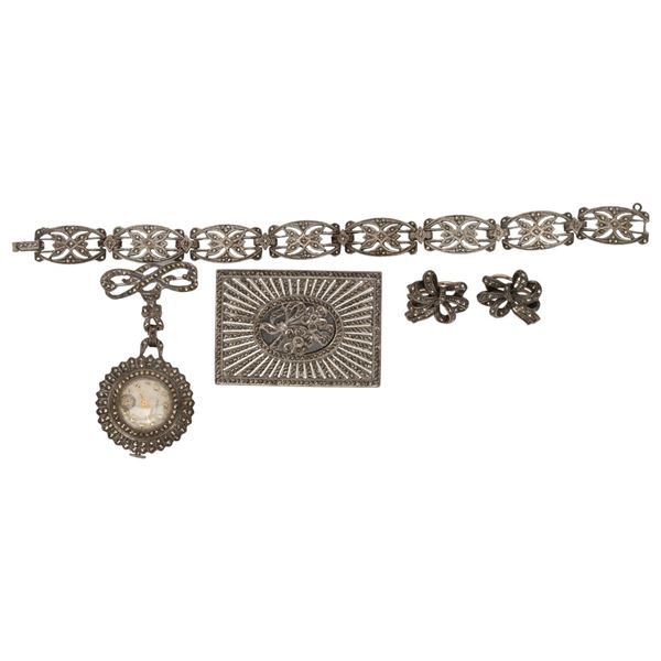 Sterling Silver & Marcasite Jewelry Lot