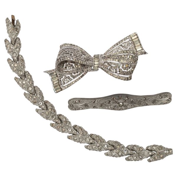 Art Deco Pot Metal & Paste Jewelry Lot