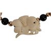 Image 3 : 14K Black Onyx Bead Necklace Carved Bone Flower