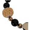 Image 4 : 14K Black Onyx Bead Necklace Carved Bone Flower
