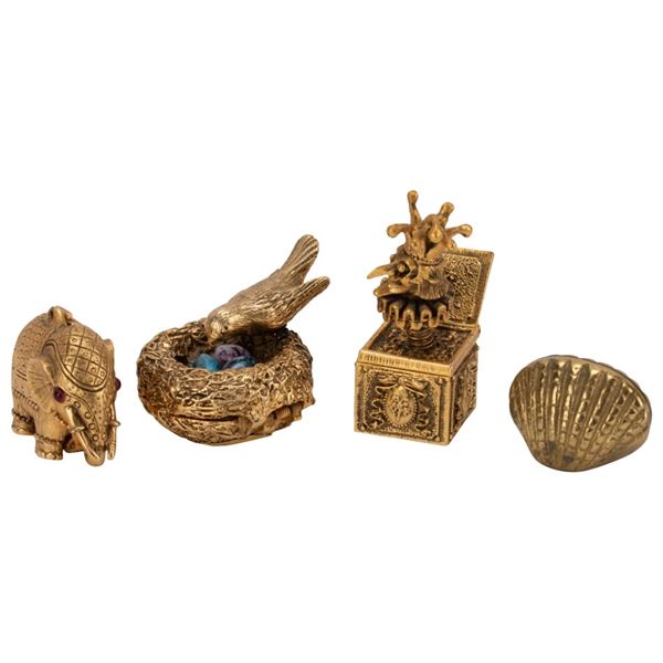 Max Factor Figural Brass Solid Perfume Holders