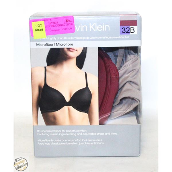 CALVIN KLEIN 2PK LIGHTLY LINED DEMI BRAS 32B