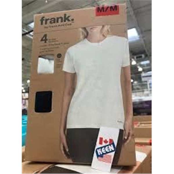 NEW FRANK 4PK LADIES CREW NECK T-SHIRT LARGE