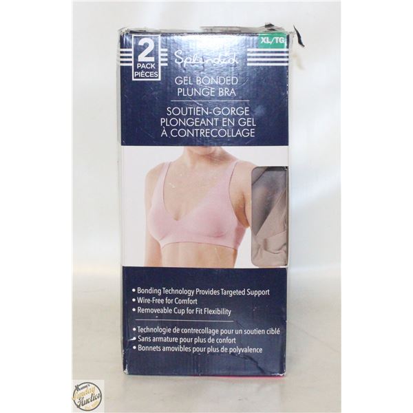 SPLENDID 2 PACK GEL BONDED PLUNGE BRA XL
