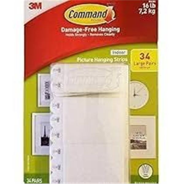 NEW WITH BOX COMMAND 34 LARGE PAIRS HANGING STRIPS