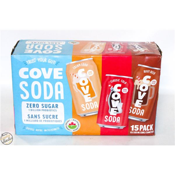 NEW 13 X 355ML COVE SODA ZERO SUGAR VARIETY PACK