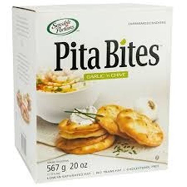 NEW WITH BOX 567G PITA BITES GARLIC N CHIVE