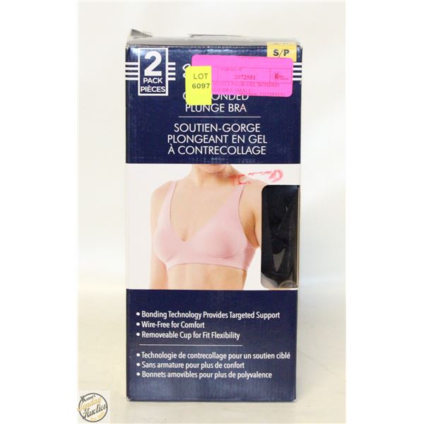 SPLENDID 2 PACK GEL BONDED PLUNGE BRA SMALL