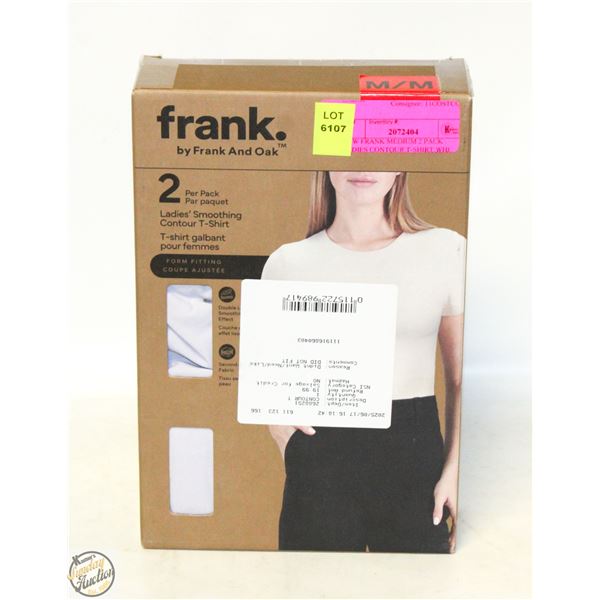 NEW FRANK MEDIUM 2 PACK LADIES CONTOUR T-SHIRT WHI