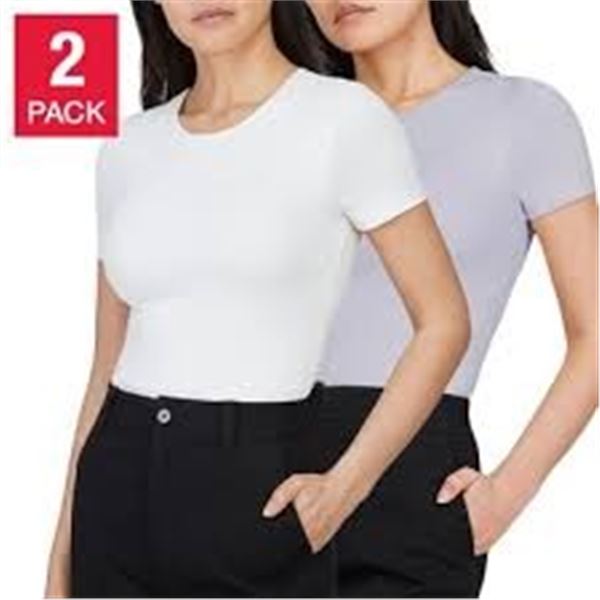 NEW FRANK 2PK LADIES CONTOUR T-SHIRTS MEDIUM