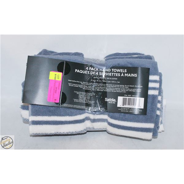 NEW 4 PACK HAND TOWELS 16 X 30"