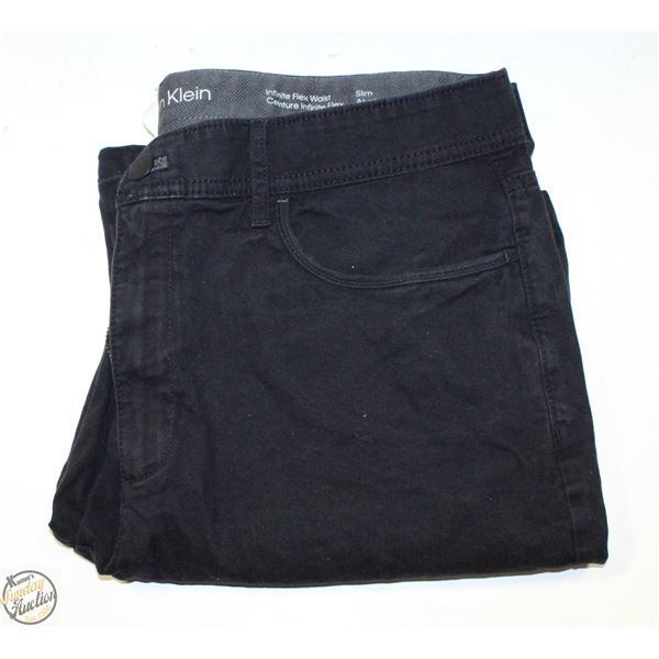 CALVIN KLEIN FLEX WAIST SLIM 36 X 30 BLACK JEANS