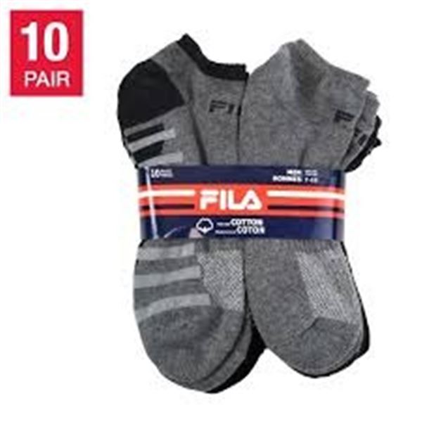 NEW 10 PAIRS FILA MENS 7-12 SIZE SOCKS GREY