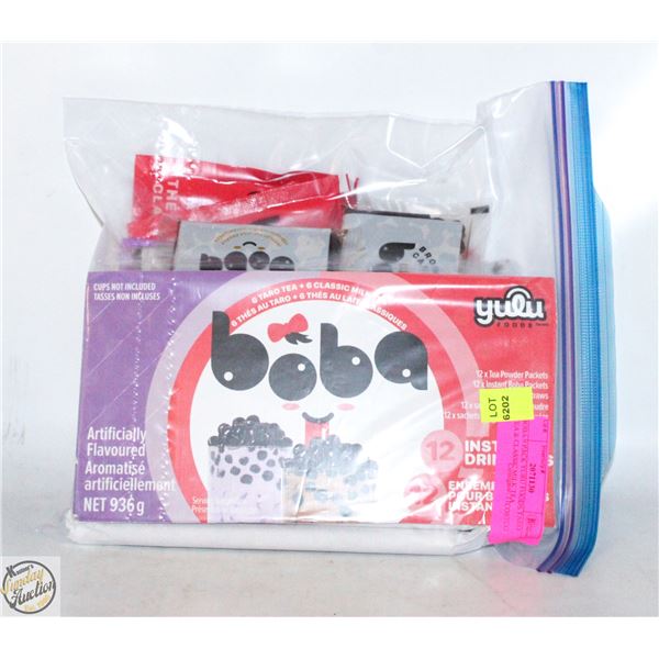 BOBA 9 PACK YURU FOODS TARO TEA & CLASSIC MILK TEA
