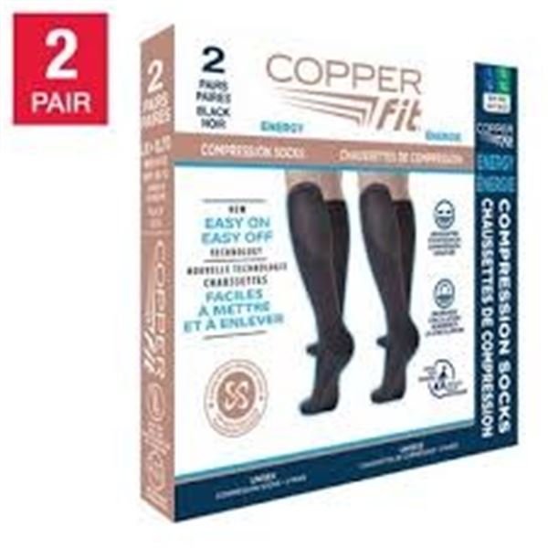 NEW COPPER FIT 2 PAIRS COMPRESSION SOCKS S/M