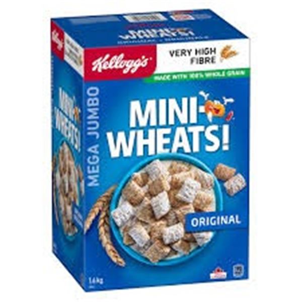 NEW WITH BOX 1.6KG KELLOGGS MINI-WHEATS ORIGINAL