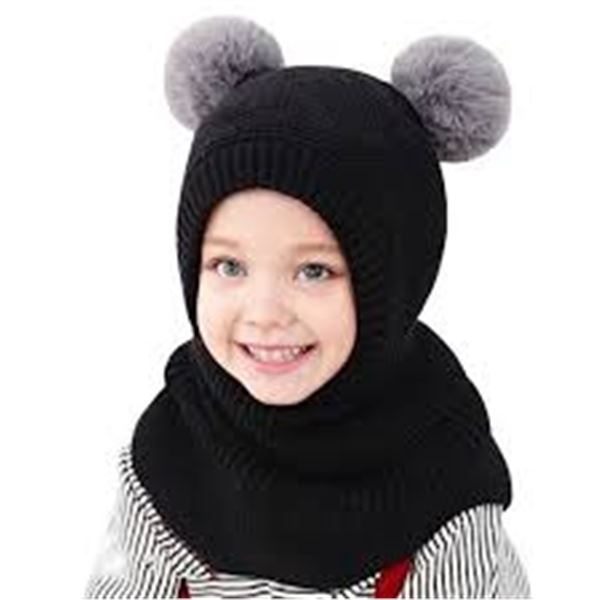 NEW RAYSON WINTER TODDLER HAT KNIT FACE MASK POMPO
