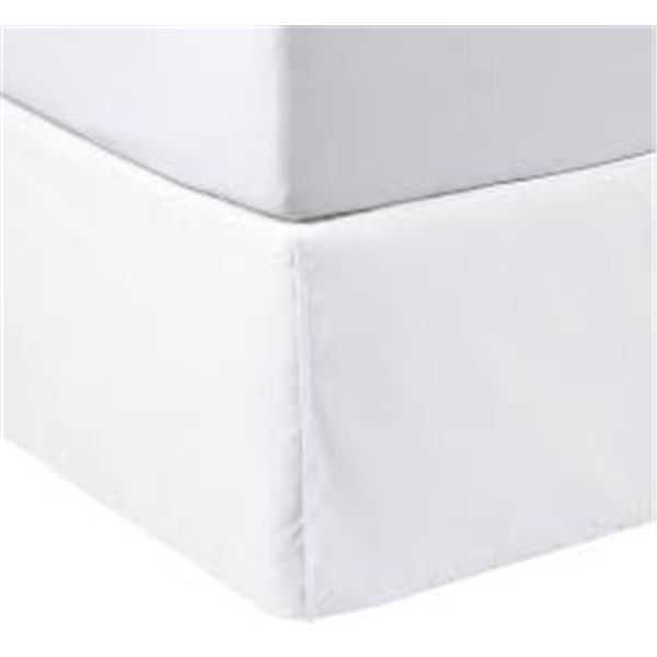 NEW AMAZON BASICS PLEATED BED SKIRT QUEEN WHITE