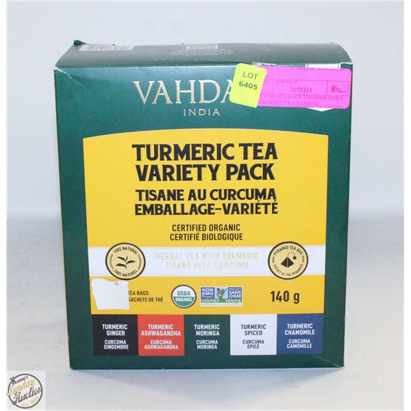 NEW 60 TEA BAGS VAHDAM INDIA TURMERIC TEA VARIETY