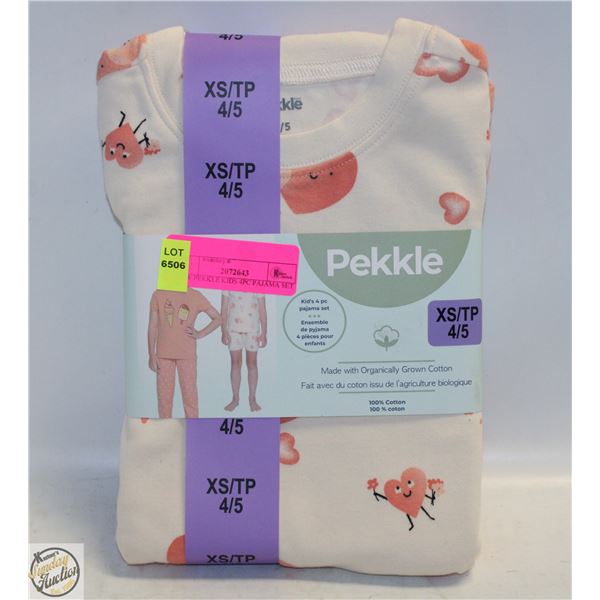 NEW PEKKLE KIDS 4PC PAJAMA SET XS