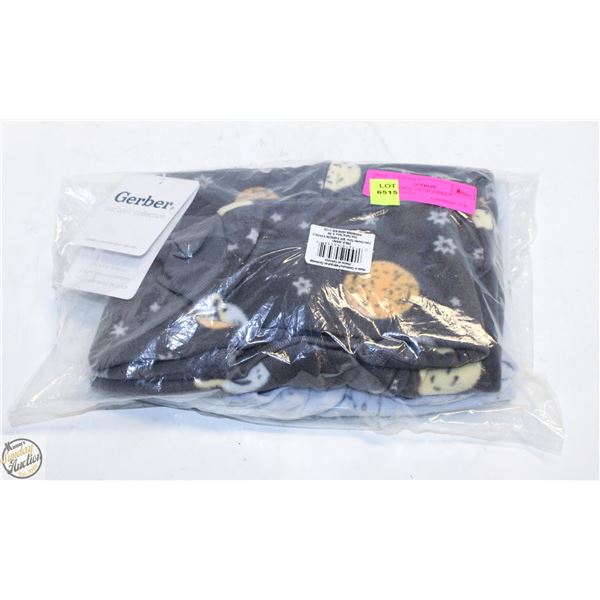 NEW GERBER 2PC BLANKET SLEEPERS 0/3M
