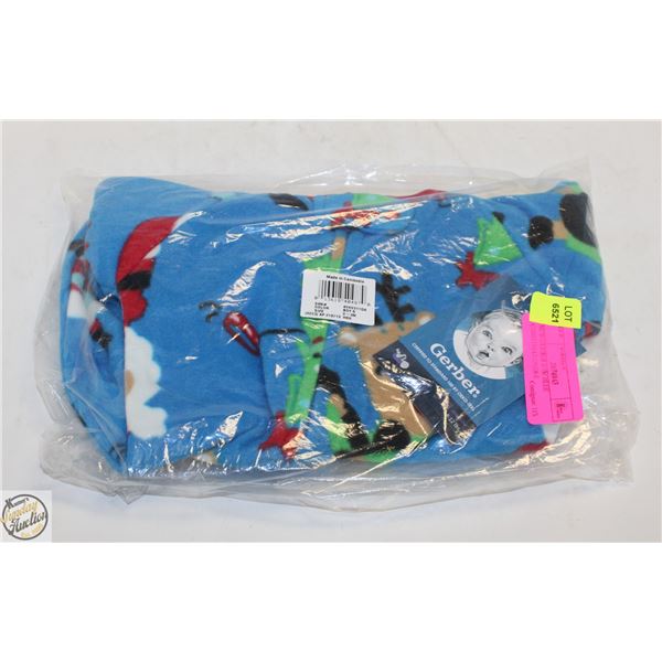 NEW GERBER 0/3M BLUE CHRISTMAS ONESIE