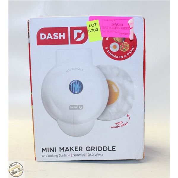 DASH MINI MAKER GRIDDLE 4" COOKING SURFACE