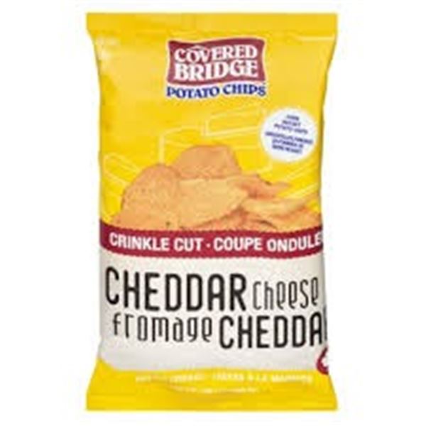 NEW 12 X 70G COVERED BRIDGE POTATO CHIPS CHEDDAR