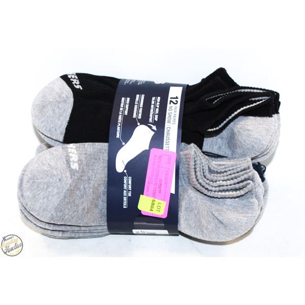 NEW SKECHERS 12 PAIRS NO SHOW SOCKS MENS 8-12
