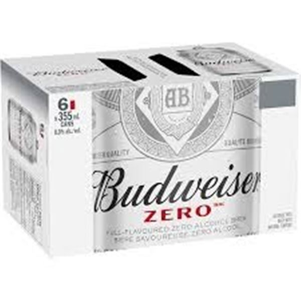 NEW WITH BOX 23 X 355ML BUDWEISER ZERO ALCOHOLBREW