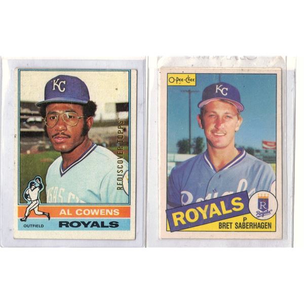 1985 O.P.C.  and 1976 Topps Chewing Gum  ROYALS  Al Cowens and Bret Saberhagen