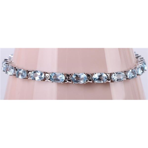 11.0CTW BLUE TOPAZ STERLING SILVER LADIES BRACELET