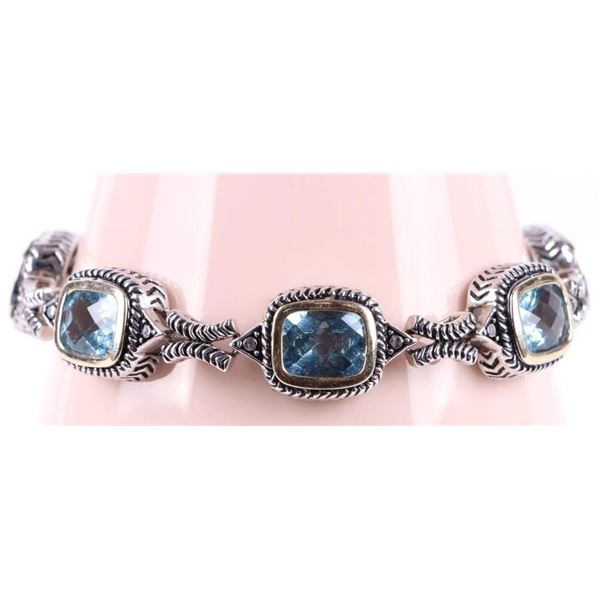 14K GOLD & STERLING SILVER 12.0CTW TOPAZ BRACELET
